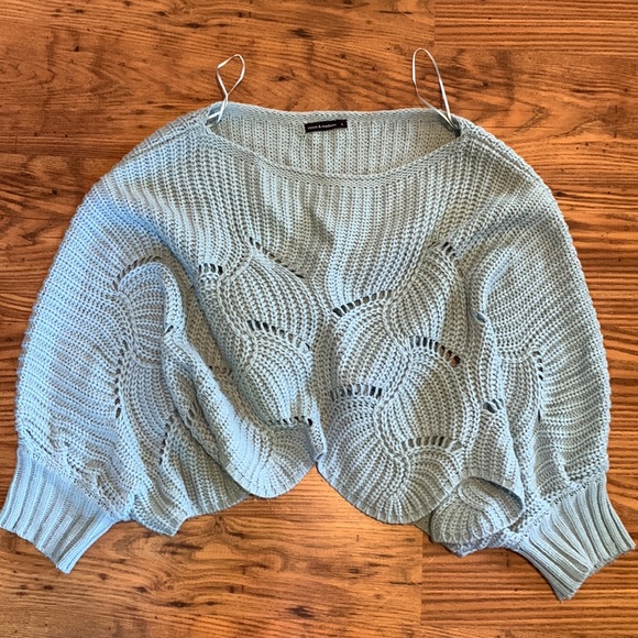 Moon & Madison knit teal poncho sweater - Picture 2 of 5